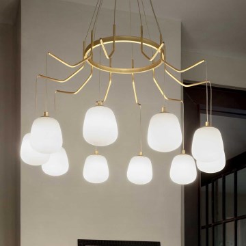 Ideal Lux - LED Chandelier on a string KAROUSEL 10xG9/3W/230V d. 82,5 cm brass