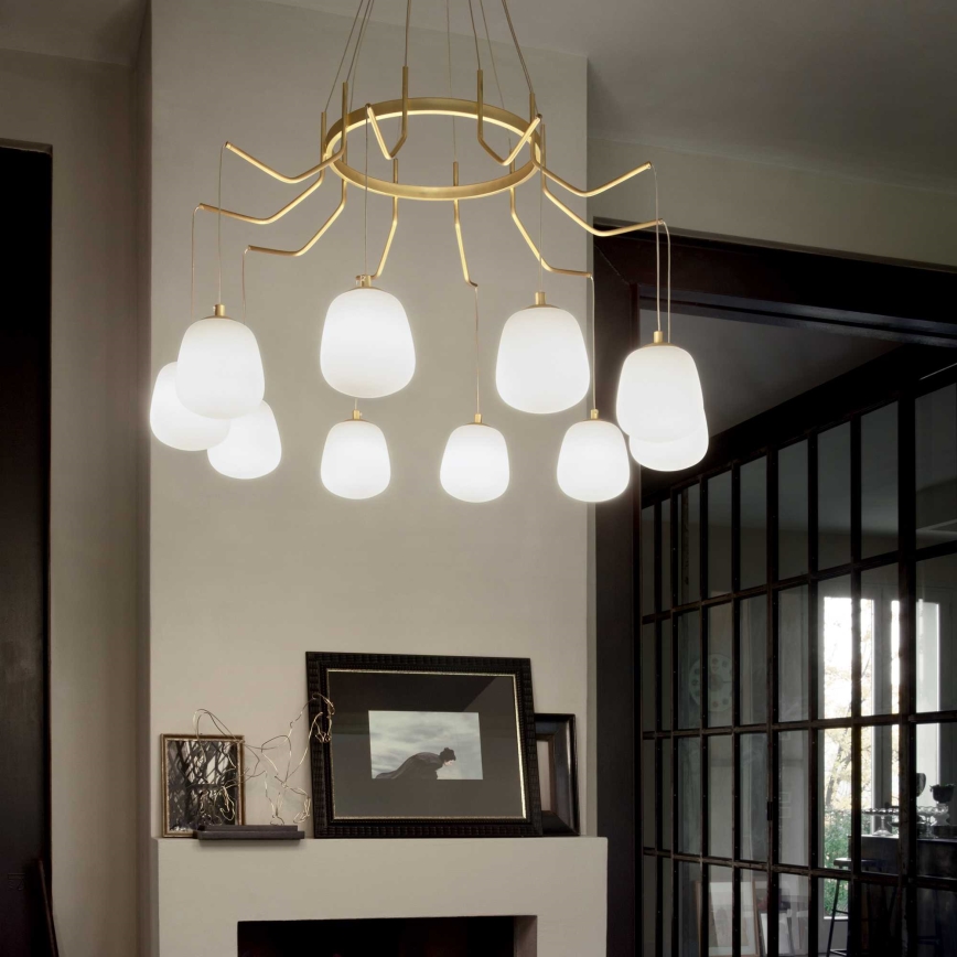 Ideal Lux - LED Chandelier on a string KAROUSEL 10xG9/3W/230V d. 82,5 cm brass