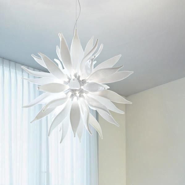 Ideal Lux - LED Chandelier on a string LEAVES 12xG9/3W/230V d. 80 cm white