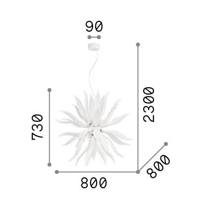 Ideal Lux - LED Chandelier on a string LEAVES 12xG9/3W/230V d. 80 cm white