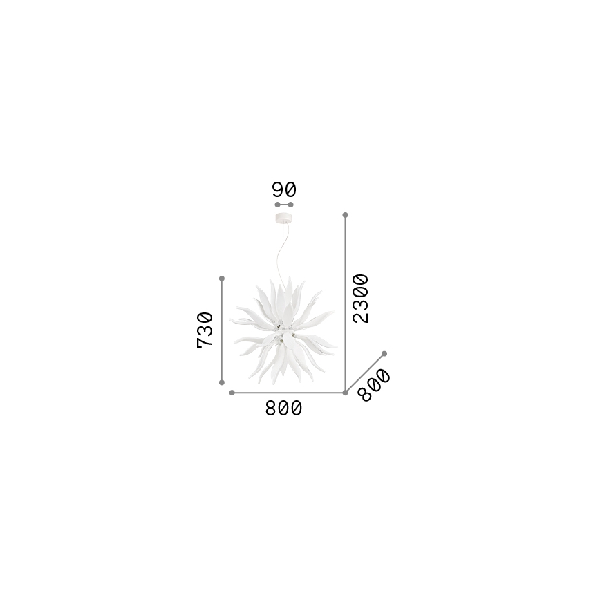 Ideal Lux - LED Chandelier on a string LEAVES 12xG9/3W/230V d. 80 cm white