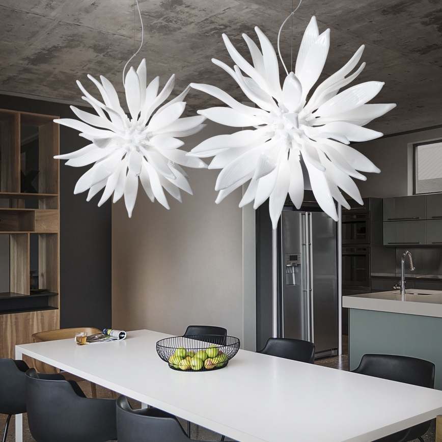 Ideal Lux - LED Chandelier on a string LEAVES 8xG9/3W/230V d. 63 cm white