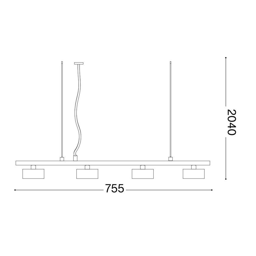 Ideal Lux - LED Chandelier on a string MINOR 4xGX53/9W/230V 75,5 cm black