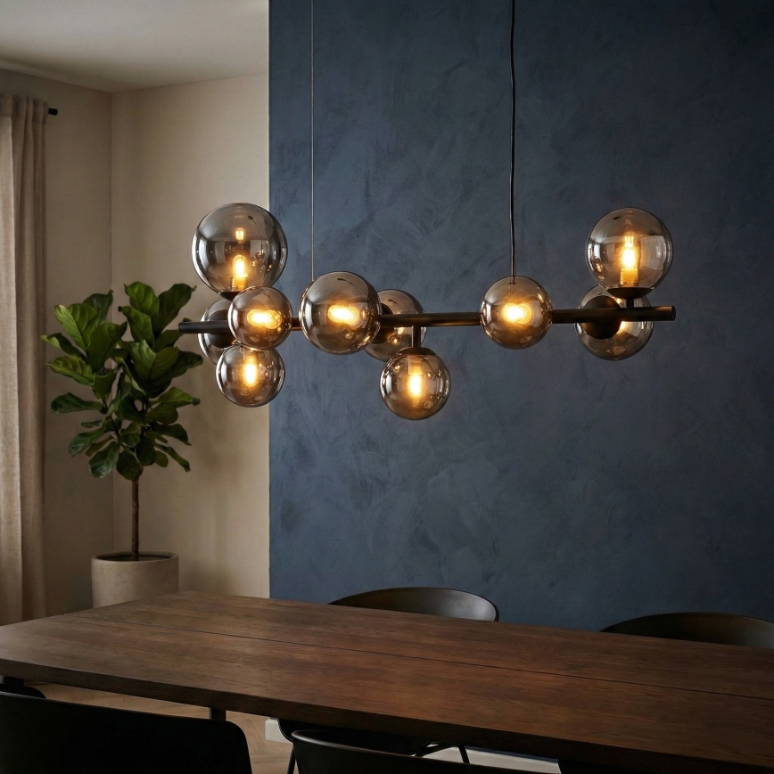 Ideal Lux - LED Chandelier on a string PERLAGE 10xG9/3W/230V 81 cm black/smoky