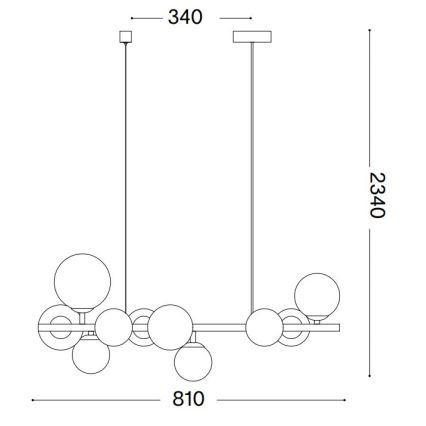 Ideal Lux - LED Chandelier on a string PERLAGE 10xG9/3W/230V 81 cm black/smoky