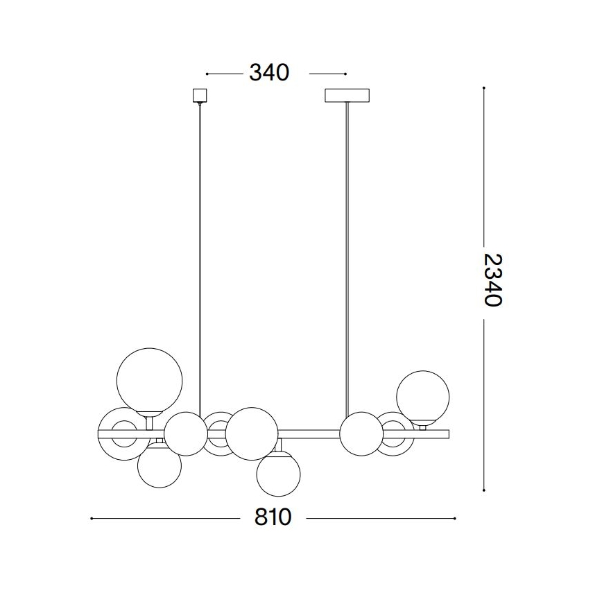 Ideal Lux - LED Chandelier on a string PERLAGE 10xG9/3W/230V 81 cm black/smoky
