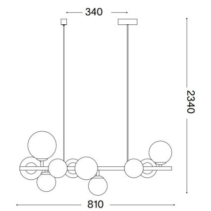Ideal Lux - LED Chandelier on a string PERLAGE 10xG9/3W/230V 81 cm gold/smoky