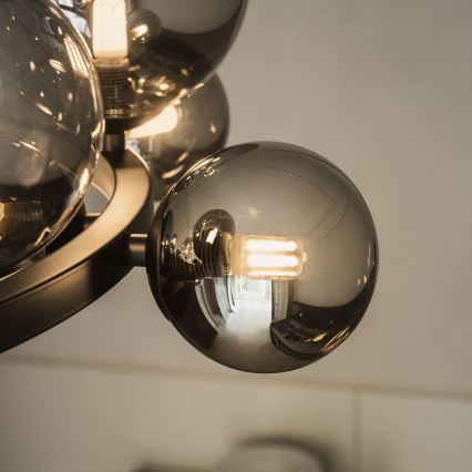 Ideal Lux - LED Chandelier on a string PERLAGE 11xG9/3W/230V d. 73 cm black/smoky