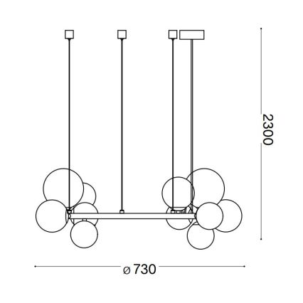Ideal Lux - LED Chandelier on a string PERLAGE 11xG9/3W/230V d. 73 cm black/smoky