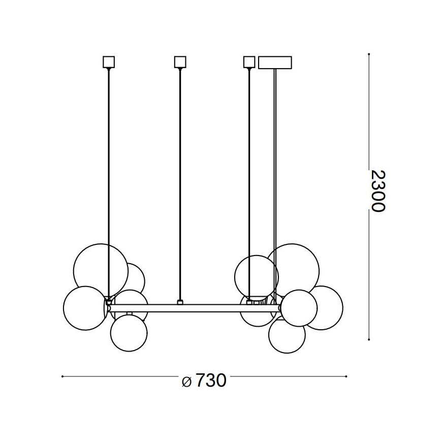 Ideal Lux - LED Chandelier on a string PERLAGE 11xG9/3W/230V d. 73 cm black/smoky