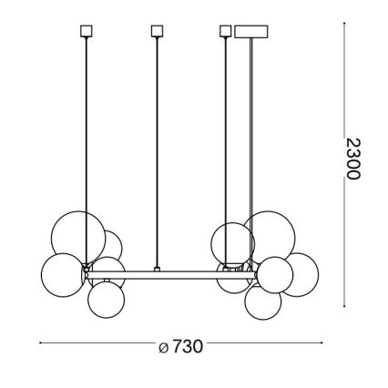 Ideal Lux - LED Chandelier on a string PERLAGE 11xG9/3W/230V d. 73 cm gold/smoky