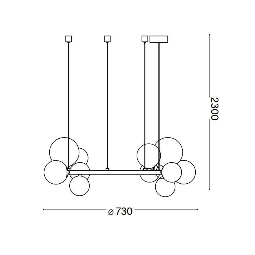 Ideal Lux - LED Chandelier on a string PERLAGE 11xG9/3W/230V d. 73 cm gold/smoky