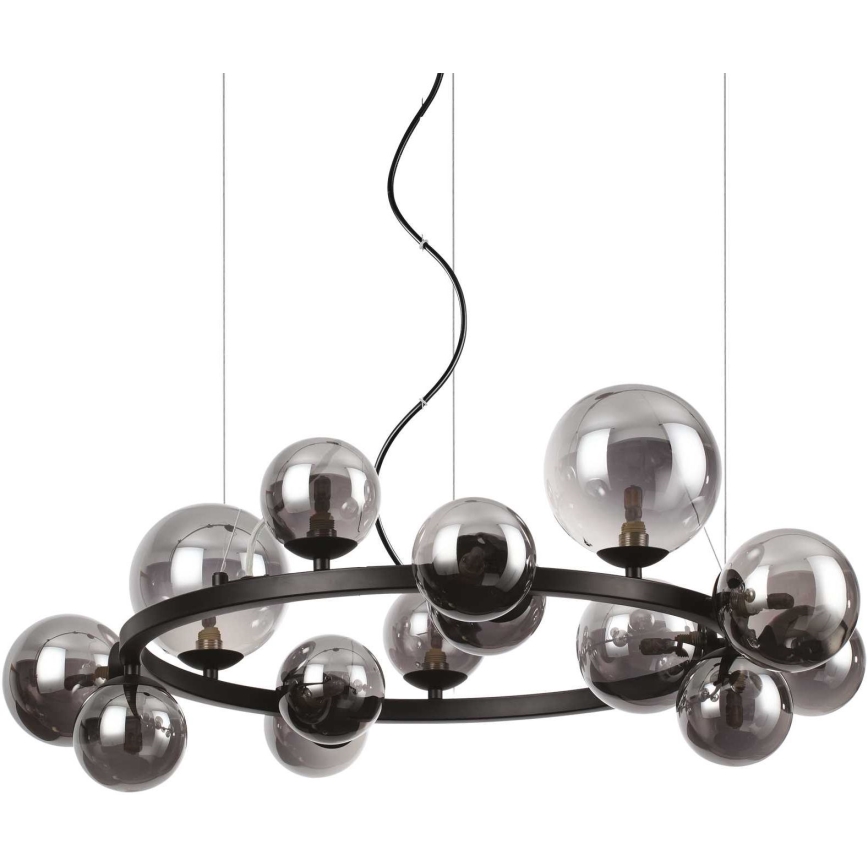 Ideal Lux - LED Chandelier on a string PERLAGE 14xG9/3W/230V d. 85 cm black/smoky
