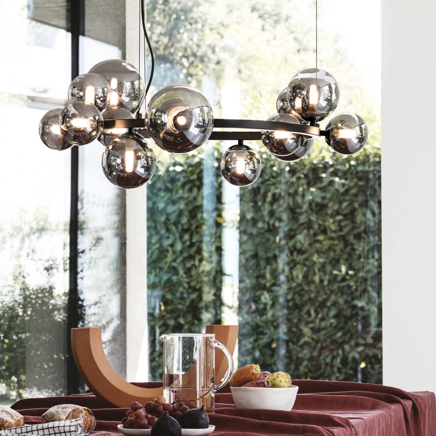 Ideal Lux - LED Chandelier on a string PERLAGE 14xG9/3W/230V d. 85 cm black/smoky