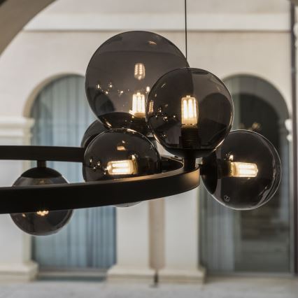 Ideal Lux - LED Chandelier on a string PERLAGE 14xG9/3W/230V d. 85 cm black/smoky