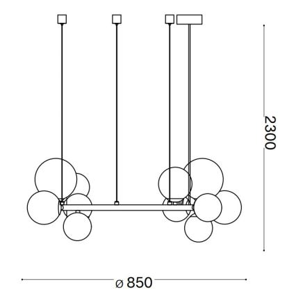 Ideal Lux - LED Chandelier on a string PERLAGE 14xG9/3W/230V d. 85 cm black/smoky