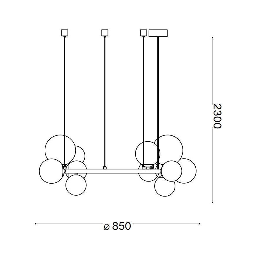 Ideal Lux - LED Chandelier on a string PERLAGE 14xG9/3W/230V d. 85 cm black/smoky