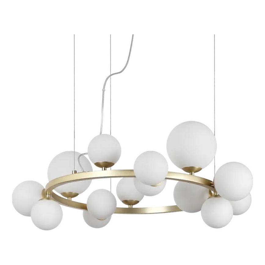 Ideal Lux - LED Chandelier on a string PERLAGE 14xG9/3W/230V d. 85 cm gold/white