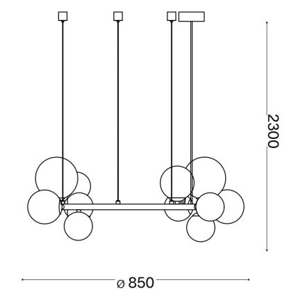 Ideal Lux - LED Chandelier on a string PERLAGE 14xG9/3W/230V d. 85 cm gold/white