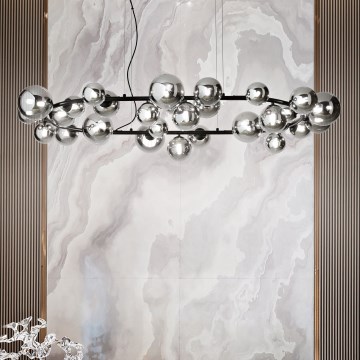 Ideal Lux - LED Chandelier on a string PERLAGE 30xG9/3W/230V 143 cm black/smoky