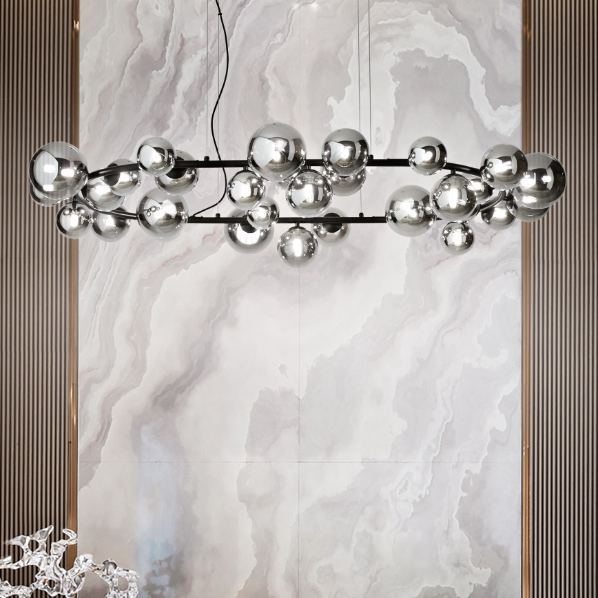 Ideal Lux - LED Chandelier on a string PERLAGE 30xG9/3W/230V 143 cm black/smoky