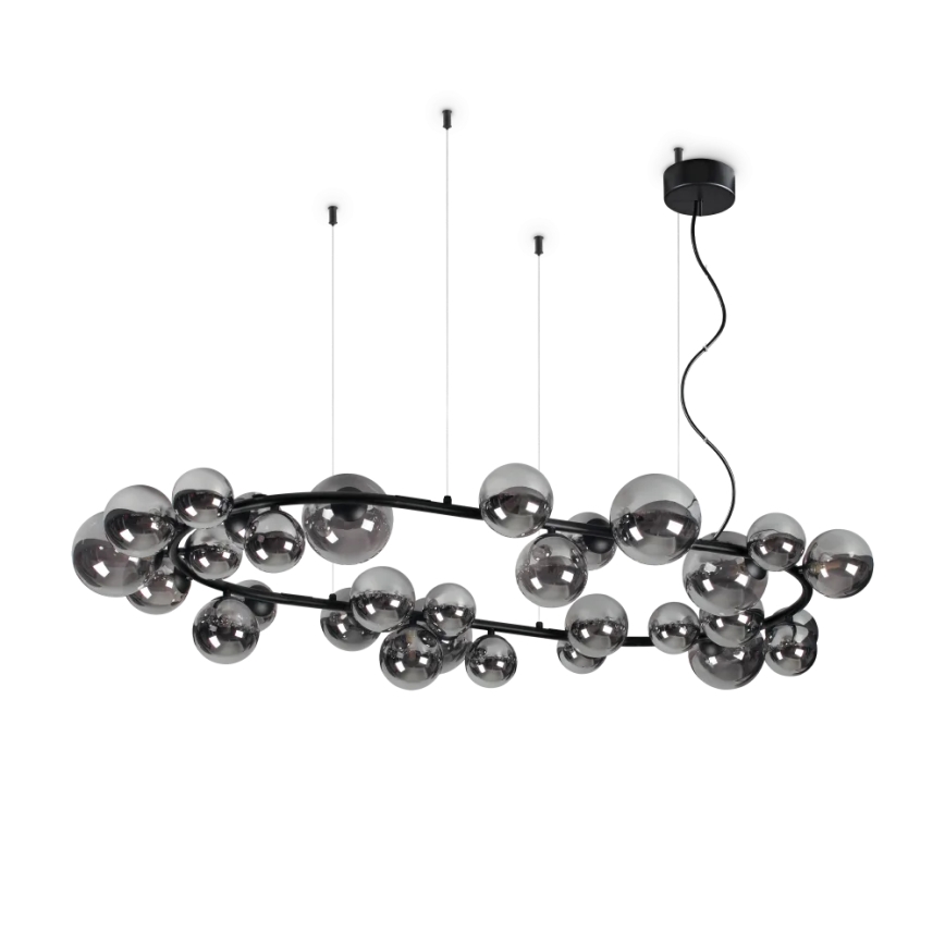 Ideal Lux - LED Chandelier on a string PERLAGE 30xG9/3W/230V 143 cm black/smoky
