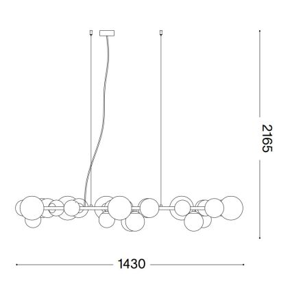 Ideal Lux - LED Chandelier on a string PERLAGE 30xG9/3W/230V 143 cm black/smoky