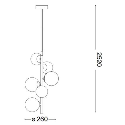 Ideal Lux - LED Chandelier on a string PERLAGE 6xG9/3W/230V d. 26 cm black/smoky