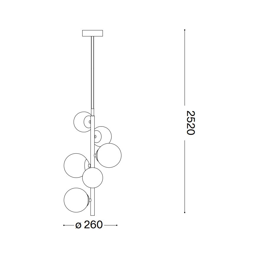 Ideal Lux - LED Chandelier on a string PERLAGE 6xG9/3W/230V d. 26 cm black/smoky
