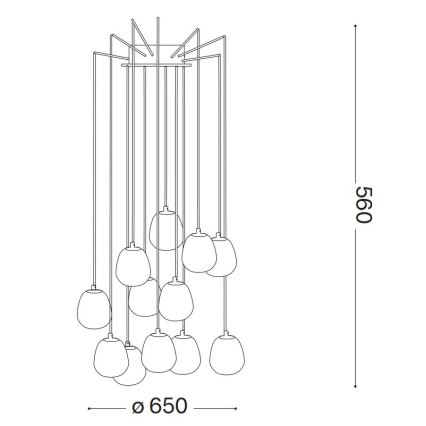Ideal Lux - LED Chandelier on a string RHAPSODY 12xG9/3W/230V brass