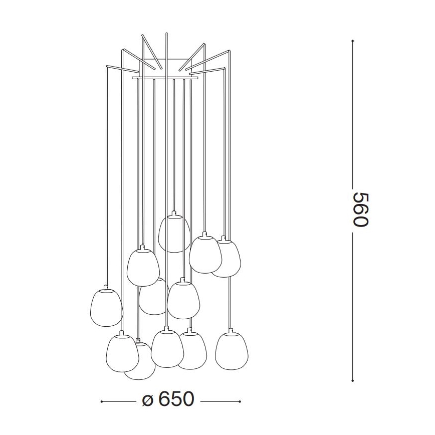 Ideal Lux - LED Chandelier on a string RHAPSODY 12xG9/3W/230V brass