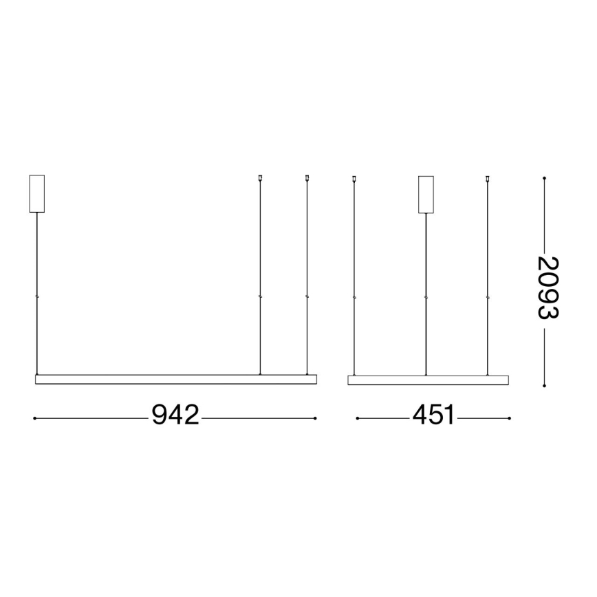 Ideal Lux - LED Chandelier on a string WAVES LED/37W/230V CRI 90 black