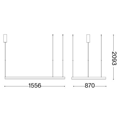 Ideal Lux - LED Chandelier on a string WAVES LED/54W/230V CRI 90 black