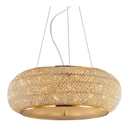 Ideal Lux - LED Crystal Cable-Suspended Chandelier PASHA 14xE14/40W/230V, Ø 65 cm, Gold