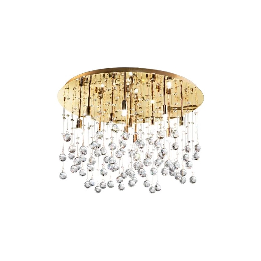 Ideal Lux - LED Crystal ceiling light MOONLIGHT 15xG9/3W/230V d. 80 cm gold