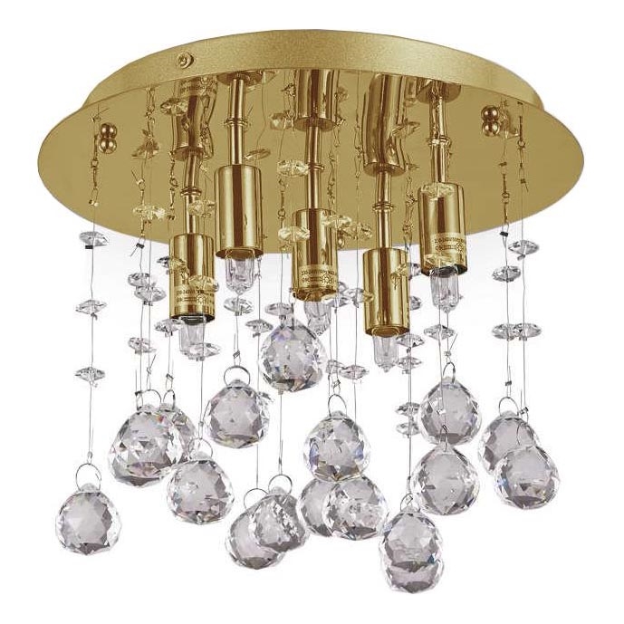 Ideal Lux - LED Crystal ceiling light MOONLIGHT 5xG9/3W/230V d. 26 cm gold