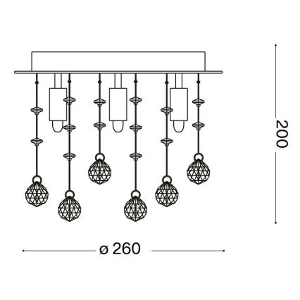Ideal Lux - LED Crystal ceiling light MOONLIGHT 5xG9/3W/230V d. 26 cm gold