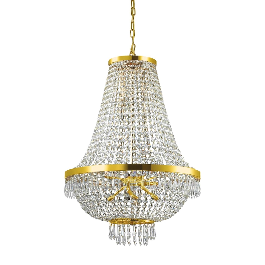 Ideal Lux - LED Crystal chandelier on a chain CAESAR 12xG9/3W/230V d. 55 cm gold