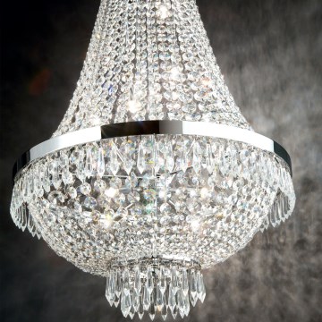 Ideal Lux - LED Crystal chandelier on a chain CAESAR 6xG9/3W/230V d. 38 cm shiny chrome