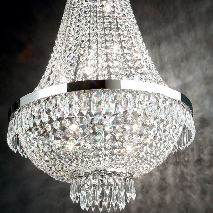 Ideal Lux - LED Crystal chandelier on a chain CAESAR 6xG9/3W/230V d. 38 cm shiny chrome