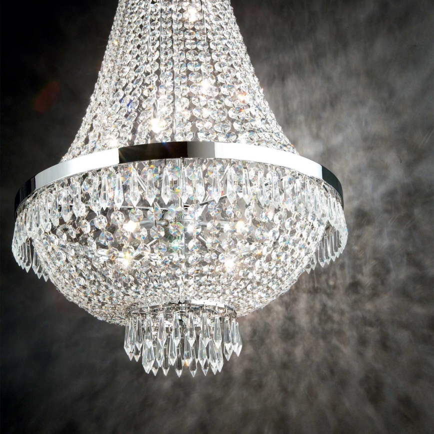 Ideal Lux - LED Crystal chandelier on a chain CAESAR 9xG9/3W/230V d. 45 cm shiny chrome