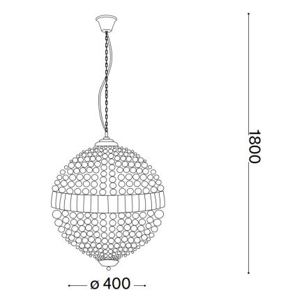 Ideal Lux - LED Crystal chandelier on a chain LUXOR 6xG9/3W/230V d. 40 cm clear