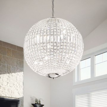 Ideal Lux - LED Crystal chandelier on a chain LUXOR 8xG9/3W/230V d. 50 cm clear