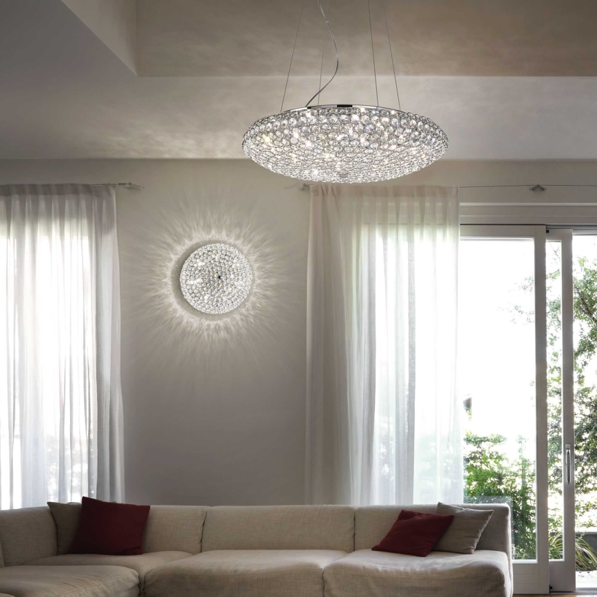Ideal Lux - LED Crystal chandelier on a string KING 12xG9/3W/230V d. 65 cm shiny chrome