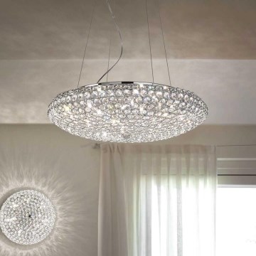 Ideal Lux - LED Crystal chandelier on a string KING 12xG9/3W/230V d. 65 cm shiny chrome