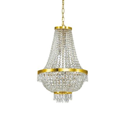 Ideal Lux - LED Crystal Chandelier on Chain CAESAR 9xG9/3W/230V Ø 45 cm Gold