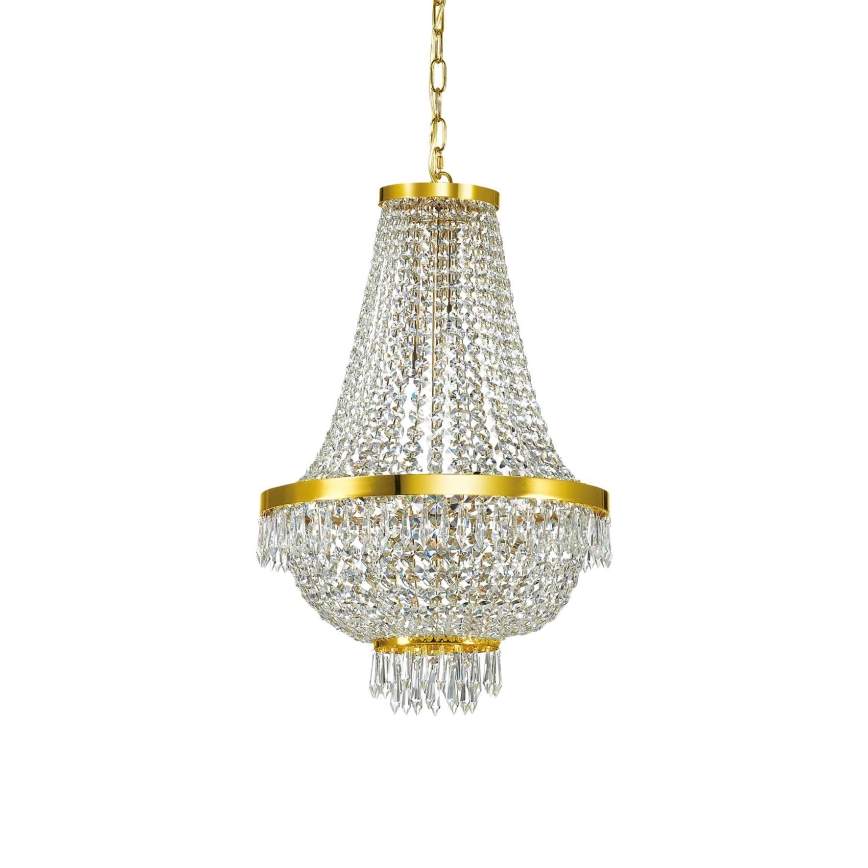 Ideal Lux - LED Crystal Chandelier on Chain CAESAR 9xG9/3W/230V Ø 45 cm Gold