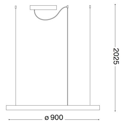 Ideal Lux - LED Dimmable chandelier on a string ORACLE SLIM LED/42W/230V 4000K d. 90 cm CRI 90 black