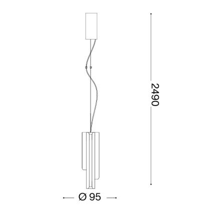 Ideal Lux - DORICA Dimmable Cable-Suspended LED Pendant, 3xLED/9W, 230V, CRI 90, Ø 9.5 cm, Black