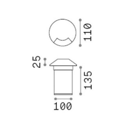 Ideal Lux - LED Drive-over Light ROCKET LED/3W/230V CRI 90 IP67 Matte Chrome